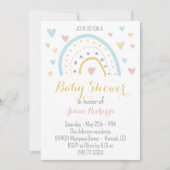 Wasserfarbe Regenbogen hart pink blau Baby Dusche Einladung (Vorderseite)