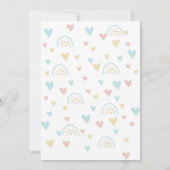 Wasserfarbe Regenbogen hart pink blau Baby Dusche Einladung (Rückseite)