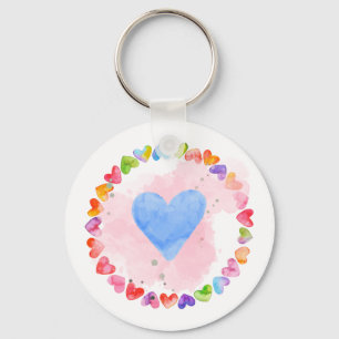 Wasserfarbe Regenbogen Herz Keychain Schlüsselanhänger