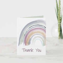 Wasserfarbe Regenbogen in grün, rosa, Koralle Dank Karte