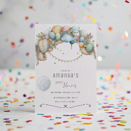 Wasserfarbe Regenbogen Luft Ballon Babydusche Einladung