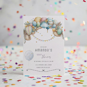 Wasserfarbe Regenbogen Luft Ballon Babydusche Einladung