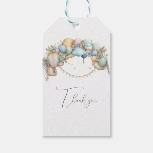 Wasserfarbe Regenbogen Luft Ballon Babydusche Geschenkanhänger (Vorderseite)