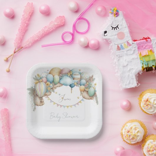 Wasserfarbe Regenbogen Luft Ballon Babydusche Pappteller (Party)