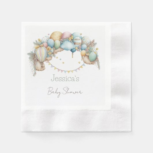 Wasserfarbe Regenbogen Luft Ballon Babydusche Serviette (Vorderseite)