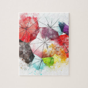 Wasserfarbe-Regenschirm-abstraktes Muster Puzzle