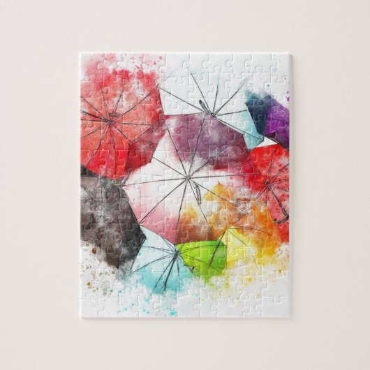 Wasserfarbe-Regenschirm-abstraktes Muster Puzzle (Vertikal)