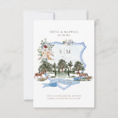 Wasserfarbe Reittier Englisch Manor Wedding Wappen (Vorderseite)