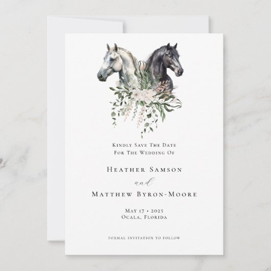 Wasserfarbe Reittiere Hochzeit Save The Date (Vorderseite)