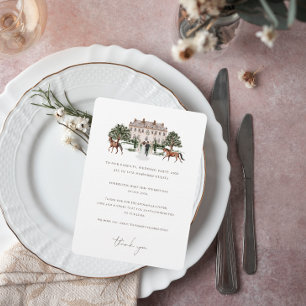 Wasserfarbe Reittiere   Hochzeitstisch Vielen Dank Menükarte