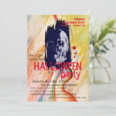 Wasserfarbe Retro Skelett Halloween Art Einladung (Stehend Vorderseite)