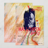 Wasserfarbe Retro Skelett Halloween Art Einladung (Vorne/Hinten)