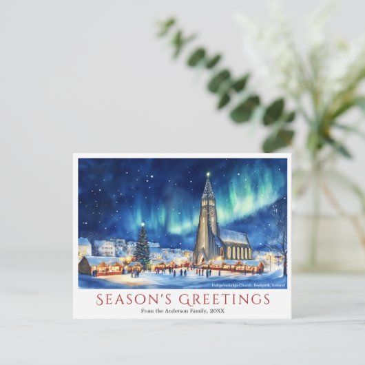 Wasserfarbe Reykjavik Island Weihnachten (Stehend Vorderseite)