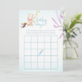 Wasserfarbe Rhino Unicorn Kindermädchen Bingo Einladung (Stehend Vorderseite)