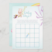 Wasserfarbe Rhino Unicorn Kindermädchen Bingo Einladung (Vorne/Hinten)