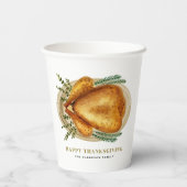 Wasserfarbe Roasted Türkei glücklich Thanksgiving Pappbecher (Rückseite)