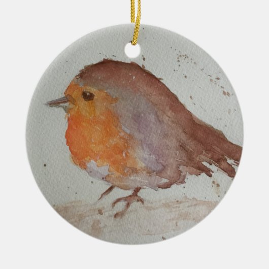 Wasserfarbe Robin Keramik Ornament (Vorne)