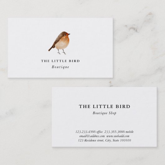 Wasserfarbe | Robin Visitenkarte (Vorne/Hinten)