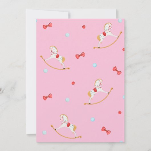 Wasserfarbe Rocking Pferd Pink Baby Dusche Einladung (Rückseite)