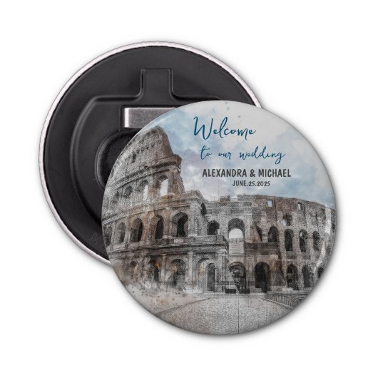 Wasserfarbe Rom, Italien Flaschenöffner (Vorderseite)