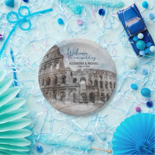 Wasserfarbe Rom, Italien Pappteller (Party)