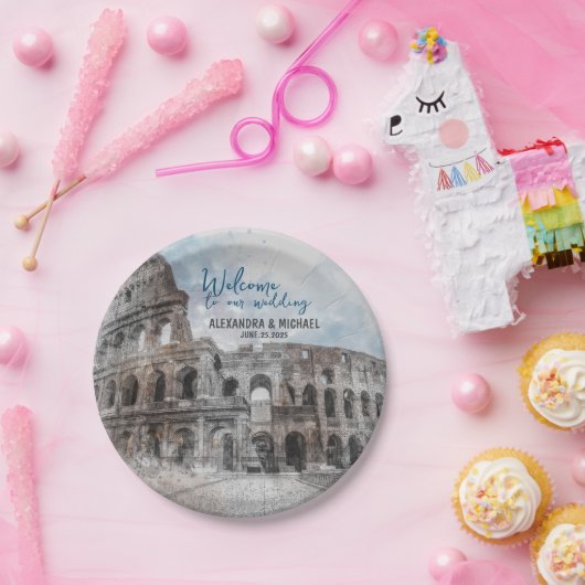 Wasserfarbe Rom, Italien Pappteller (Party)