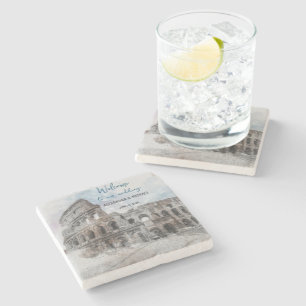 Wasserfarbe Rom, Italien Steinuntersetzer