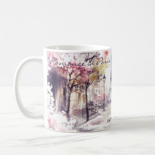 Wasserfarbe Romantik in Paris Kaffeetasse (Links)