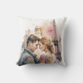 Wasserfarbe Romantik in Paris Paare werfen Kissen