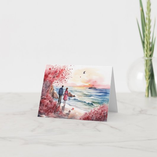 Wasserfarbe Romantisch Karte (Vorderseite)