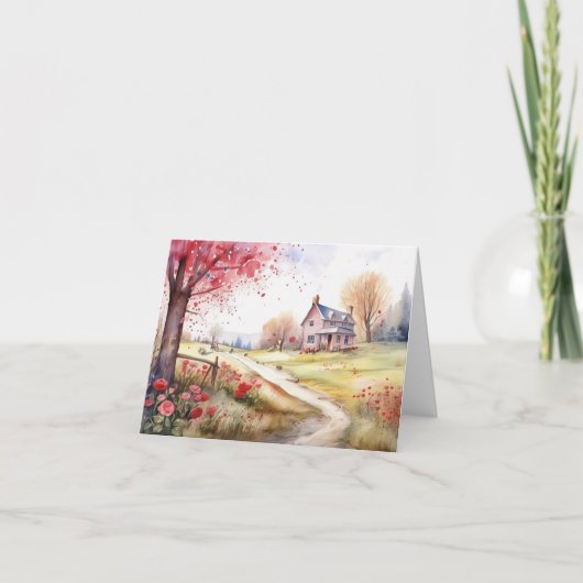 Wasserfarbe Romantisch Karte (Vorderseite)