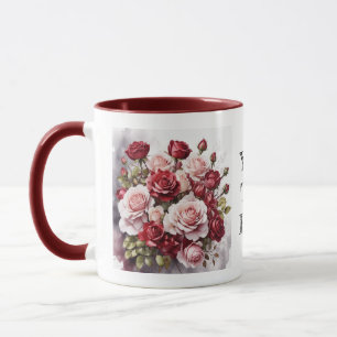 Wasserfarbe Romantische Niedliche Rote Rose Tasse