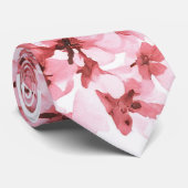 Wasserfarbe Rosa Abstraktes Kirschblossom Muster Krawatte (Gerollt)