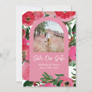 Wasserfarbe Rosa Anemone Hochzeitsgraben Foto Arch Save The Date