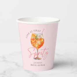 Wasserfarbe Rosa Aperol Spritz Brautparty Pappbecher