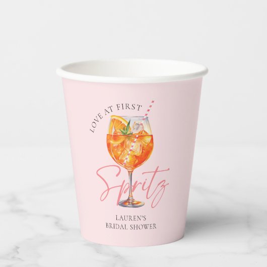 Wasserfarbe Rosa Aperol Spritz Brautparty Pappbecher (Vorderseite)