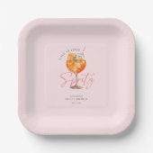 Wasserfarbe Rosa Aperol Spritz Brautparty Pappteller (Vorderseite)