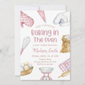 Wasserfarbe Rosa Backen Kindermädchen Dusche Einladung (Vorderseite)