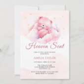 Wasserfarbe Rosa Bären Paradies Mädchen Babydusche Einladung (Vorderseite)