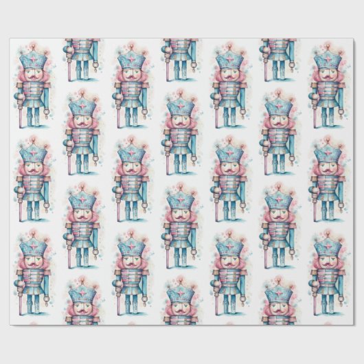 Wasserfarbe Rosa Blaue Nutcracker Geschenkpapier (Flach)