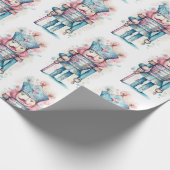 Wasserfarbe Rosa Blaue Nutcracker Geschenkpapier (Ecke)