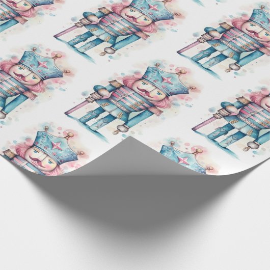 Wasserfarbe Rosa Blaue Nutcracker Geschenkpapier (Ecke)