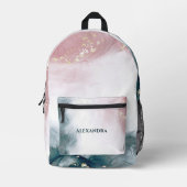 Wasserfarbe Rosa Blauer Alkohol Tinte Bedruckter Rucksack (Vorderseite)