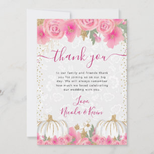 Wasserfarbe Rosa Blume fallen Pumpkin Hochzeit Dankeskarte