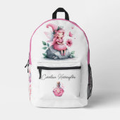 Wasserfarbe Rosa Blume Fee Magic Pop Myshroom Bedruckter Rucksack (Vorderseite)