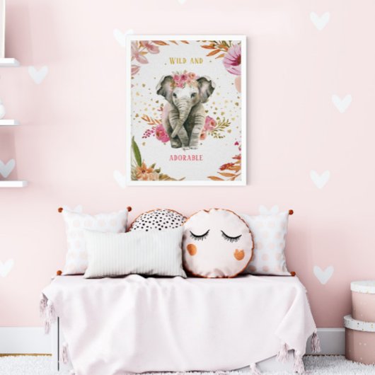 Wasserfarbe Rosa Blume Girl Kinderzimmer Poster
