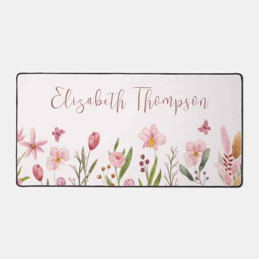 Wasserfarbe Rosa Blume Mädchenname Schreibtischunterlage (Vorderseite)