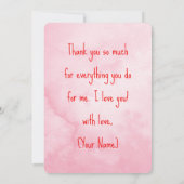 Wasserfarbe Rosa Blume Muttertag Kunst Dankeskarte (Rückseite)