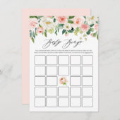 Wasserfarbe Rosa Blumengarten Kinderdusche Bingo Begleitkarte (Vorne/Hinten)