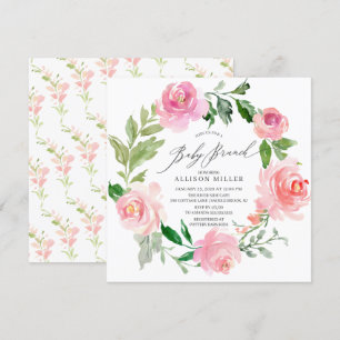 Wasserfarbe Rosa Blumengebirge Babydusche Brunch Einladung
